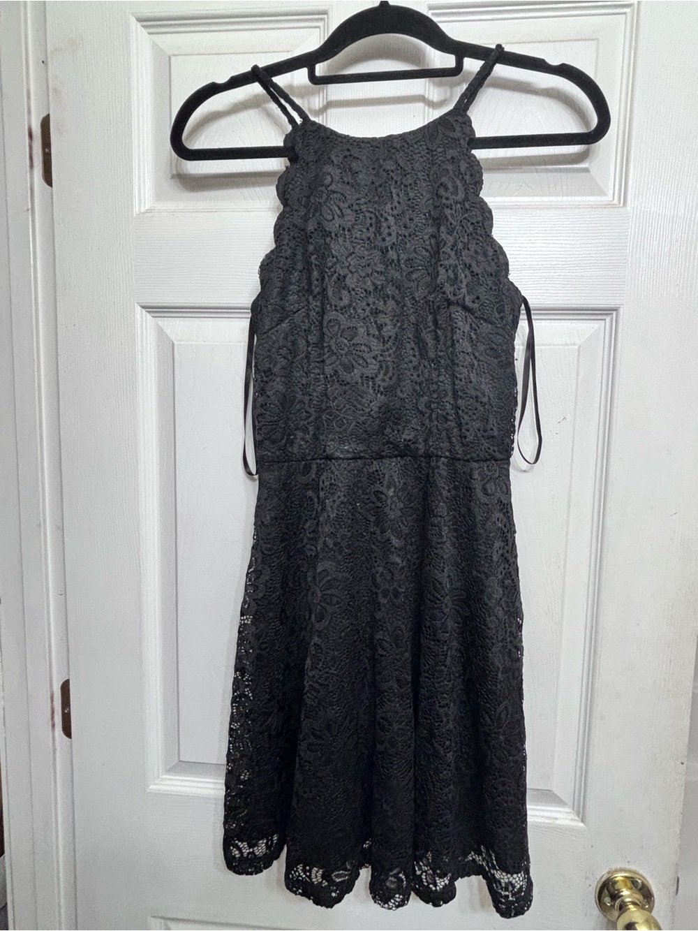 A Byer Black Floral Lace Fit & Flare Dress Size S Sleeveless Cocktail Party